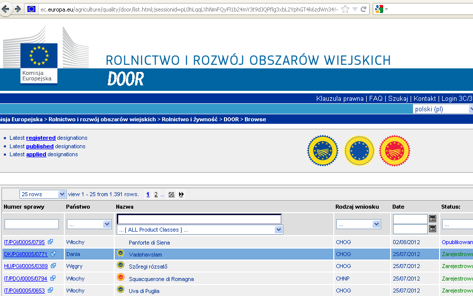 Europejskie systemy certyfikowania i znakowania produktów wysokiej jakości http://www.minrol.gov.pl 1. Bryndza podhalańska 2. Oscypek 3. Miód wrzosowy z Borów Dolnośląskich 4. Półtorak 5. Dwójniak 6.