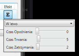 Efekt tekstu: dla każdej warstwy można dobrać sposób w jaki jest wyświetlany lub przwijany tekst. Do określania przebiegu prędkości efektu/przewijania służą suwaki czasowe.