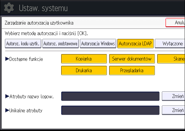 Autoryzacja LDAP 10. Określ zakres, w jakim opcja [Proste (ograniczone)] ma zastosowanie do Autoryzacji zadań drukarki". Określ zakres adresów IPv4, do którego ma zastosowanie to ustawienie.