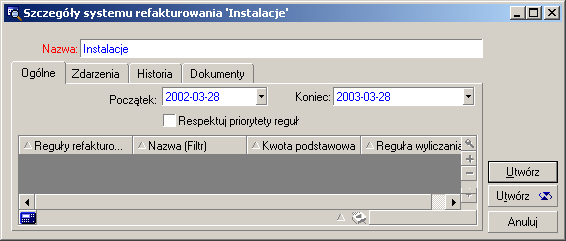 Finanse 3 Kliknij przycisk Utwórz (na okrągło), aby utworzyć centrum kosztowe Dział Informatyczny oraz jego trzy centra podrzędne o nazwach: Marketing, Sprzedaż i Produkcja.