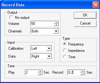 - Następnie należy zaznaczyć okno z sygnałem testowym i z paska menu wybrać: Sound Record: Parametry nagrywania należy ustawić następująco a następnie kliknąć OK : W oknie drzewa folderów pojawiły