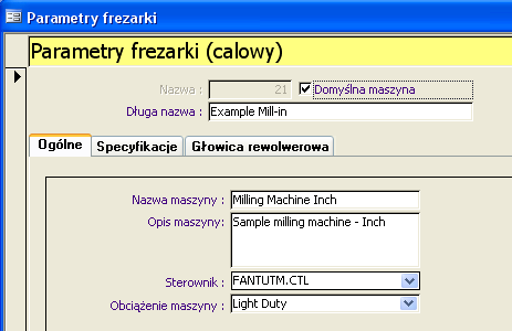 3. Rozwiń pozycję Mill w Drzewie nawigacyjnym i kliknij pozycję Machine.