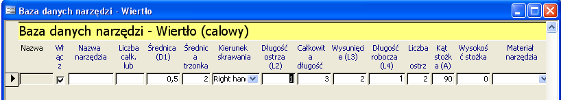 4. Na pasku poleceń program Microsoft Access kliknij Rekordy, Sortuj i wybierz polecenie Sortuj malejąco. Spowoduje to wyświetlenie narzędzi w kolejności zależnej od długości roboczej wiertła. 5.