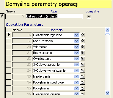 Domyślne ustawienie płaszczyzny szybkiego ruchu 3. W drzewie głównym kliknij na pozycję Mill, a następnie Feature & Operations. 4. Kliknij na Default Setup Parameters.