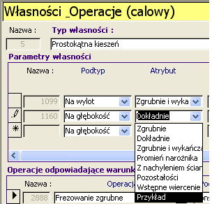 Przypisywanie rodzaju obróbki do strategii 1. W drzewie nawigacyjnym Technologicznej bazy danych kliknij na pozycję Features & Operations pod pozycją Feature & Operations.