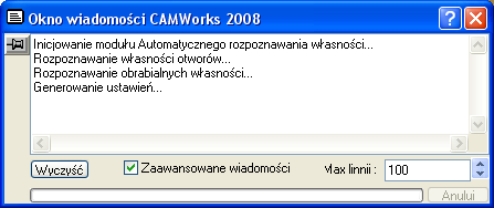 Część 4. Drutowanie EDM Krok 5: Zdefiniuj własności do obróbki W CAMWorks obróbka może zostać przeprowadzona jedynie na podstawie obrabialnych własności.