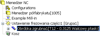 W tym ćwiczeniu zostanie najpierw wygenerowany plan operacji dla jednej wybranej własności obróbczej, a później dla wszystkich własności obecnych w Ustawieniu frezowania części 1.