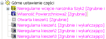 Łączenie własności obróbczych W poprzedniej części tej lekcji zostały utworzone własności nieregularnych wcięć dla uszu.