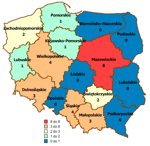 W przypadku pierwszego typu interwencji należy podkreślić znaczący wzrost liczby instytucji szkolnictwa wyższego, które do 30 czerwca 2015 r.