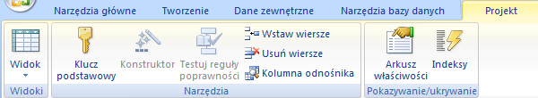 W otwartym oknie dialogowym Zapisywanie jako wpisać nazwę pierwszej tabeli: Produkty.