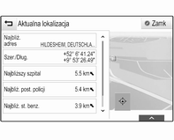 Nawigacja 67 Najbliższy adres W tym submenu można zapisywać w systemie najbliższy adres. Wybrać Najbliż. adres, aby wyświetlić szczegółowy widok celu podróży.