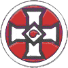 KOŁOMIR "KRZYŻ CELTYCKI" symbol "White Power, w Niemczech symbol zakazanego Narodowosocjalistycznego Ruchu Niemiec/Partii Pracy, popularny zwłaszcza wśród skinheadów,