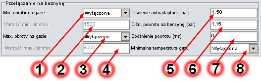 gazie doprowadzić może do trwałego uszkodzenia instalacji gazowej. Przełączanie na benzynę 1, 2.