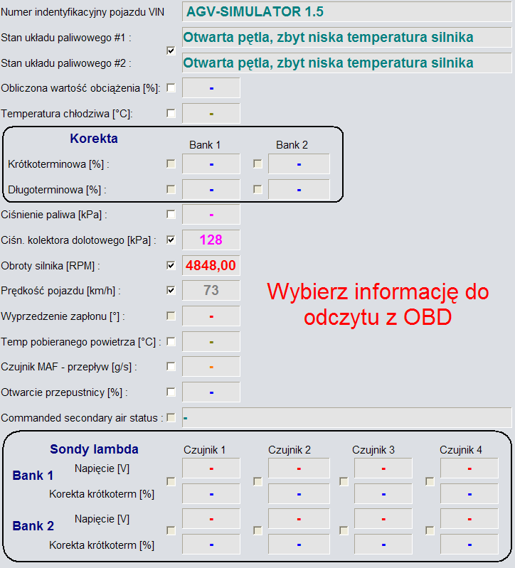 odczyty OBD Odczyty OBD ukazują dużo więcej parametrów, obrazując także korekty, które SEQUEL odczytuje z magistrali OBD.