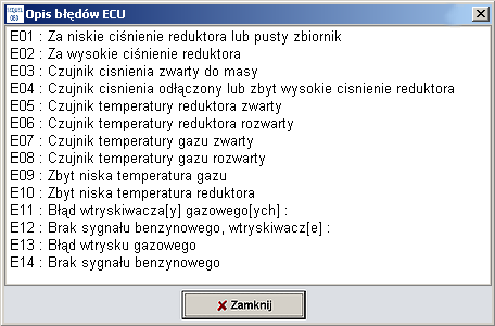 4.7.2 Kontrola błędów sterownika: Pozwala określić oraz skasować błędy zaistniałe w sterowniku.