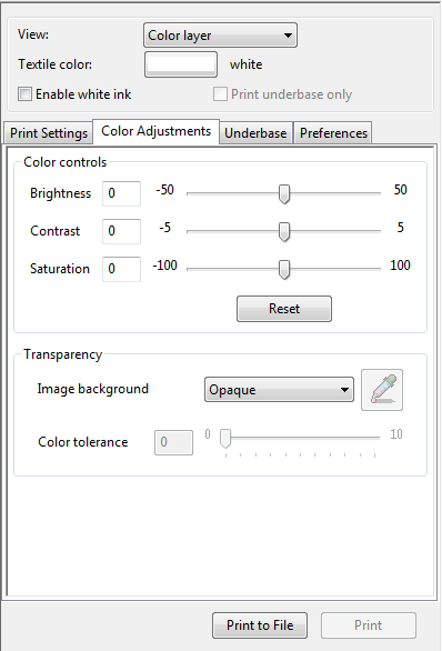 Zakładka Color Adjustments W zakładce tej zgrupowane są funkcje regulujące parametry warstwy CMYK.