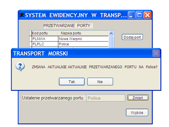 Przycisk Zmień umożliwia wybór nowego portu domyślnego dla danego użytkownika. W tym celu należy na liście PRZETWARZANE PORTY zaznaczyć najpierw odpowiednią pozycję.