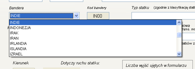 Numer kodowy statku (może być pusty jeżeli wypełniony zostanie sygnał wywoławczy). Uzupełnienie pola i wciśnięcie ENTER spowoduje uruchomienie procedury wyszukiwania w bazie informacji o statku.