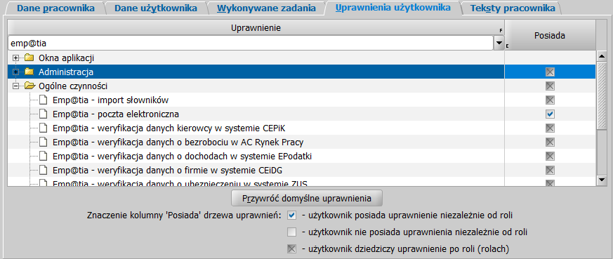 Nadawanie uprawnień Użytkownikom do usług udostępnianych przez CSIZS Emp@tia Domyślnie żaden Użytkownik systemu POMOST Std nie posiada uprawnień, do korzystania z usług udostępnianych przez CSIZS