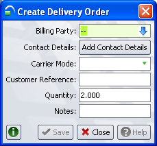 Import Krok 6 W oknie Create Delivery Order należy wypełnić pola według poniższej instrukcji: Billing Party - należy wybrać kod przypisany do danej Spedycji; Contact Details pole pozostaje