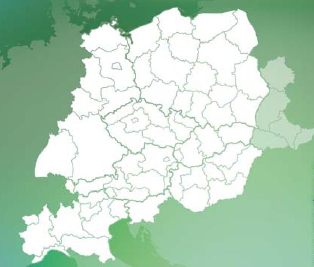 2. Zasięg terytorialny Europy Centralej Austria Republika Czeska Niemcy południowa i wschodnia część Węgry Włochy północna i północno-wschodnia część Polska Republika Słowacji Słowenia ponad 1 050
