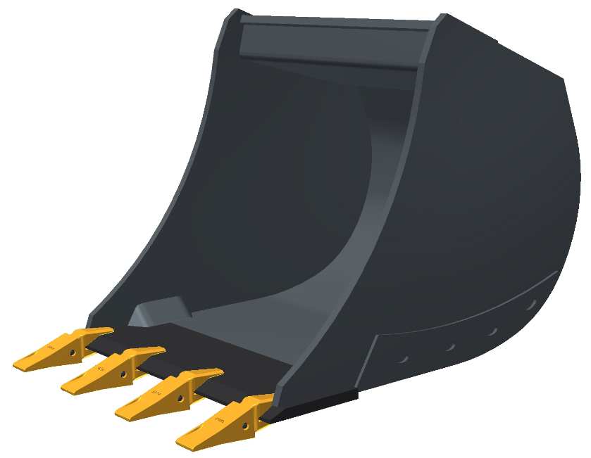 Łyżka do kopania duża KAT-3 ( 19 25,0t) S355J2+N grubość 10mm 300x30mm Zęby spawane z nakładkami typu J300 Lemiesze boczne 25mm Dostępne systemy montażu: na sworznie, Lehnhoff, LDKD_KAT3-500 500 20 3