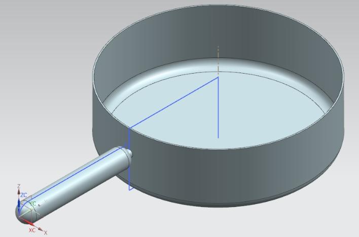 Zadanie polega na analizie rozkładu temperatur patelni. Model patelni został zaprojektowany w programie NX 8.5 a analiza naprężeniowa w programie Cosmol Multiphysics.