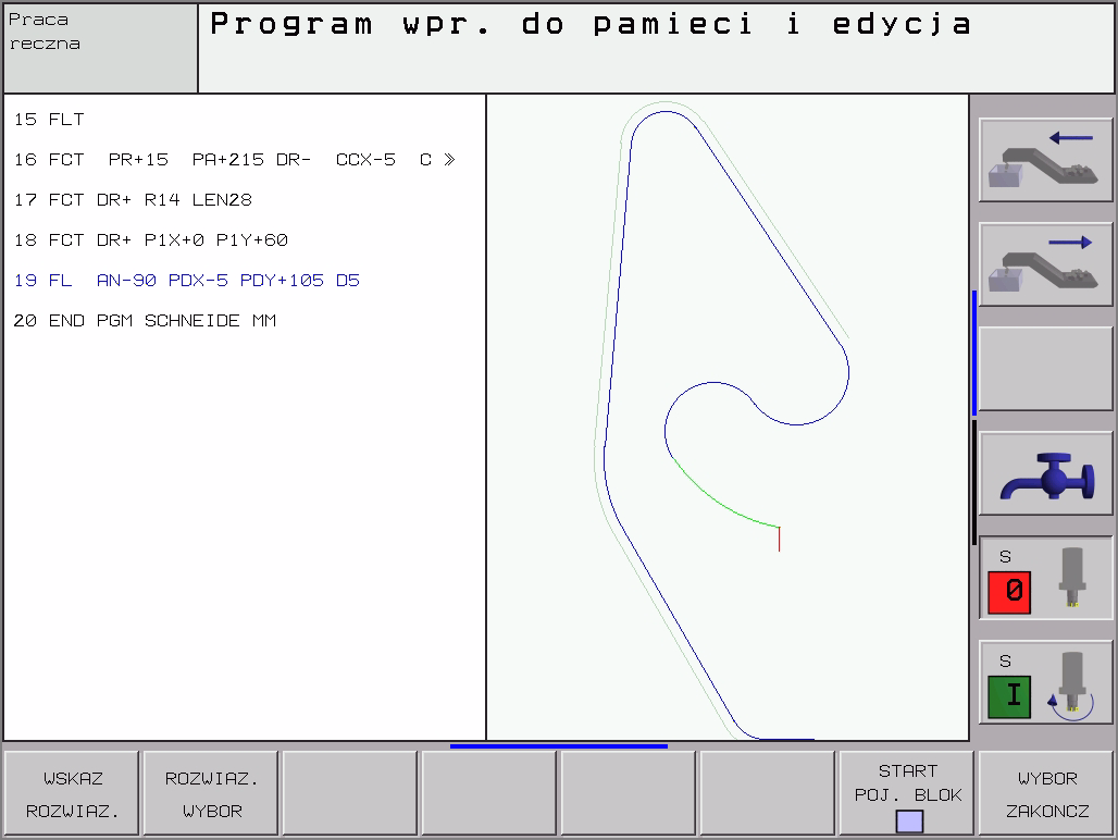 Praca z grafik programowania Swobodne Programowanie Konturu SK Wybrać mask ekranow PROGRAM+GRAFIKA!