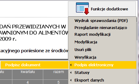 Po wybraniu TAK następuje proces usuwania pliku. Okno przeglądania sprawozdania przyjmuje wygląd przedstawiony na rysunku poniżej.