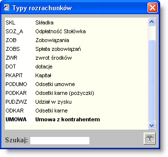 Sposób pracy z programem 4 Umow y 3 strona zaksięgowane zaangażowanie, tworzone na podstawie wprowadzonej umowy do danego rejestru umów z kontrahentami Wyboru dokonuje się poprzez rozwinięcie listy,