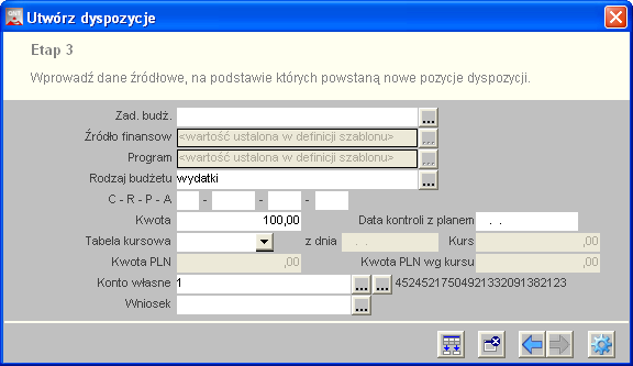 Sposób pracy z programem 4 Dokumenty źródłow e 4 strona Na drugim etapie kreatora należy wskazać szablon, który zostanie zastosowany, a następnie kliknąć strzałkę w prawo Na trzecim etapie należy