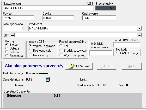 III Karta towaru Zmianie ulega zakładka Dane podstawowe - rysunek 8. Jak widać pojawiły się nowe parametry: Rys.8 Rodzaj produktu XML to efekt rozszerzonego zakresu informacji w komunikacie XML.