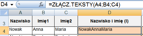 S t r o n a 5 Rysunek 10. Numer umowy i oddzielenie informacji o roku zastosowane formuły Rysunek 11. Numer umowy i oddzielenie informacji o roku fragment arkusza z rozwiązaniem Przykład 3.