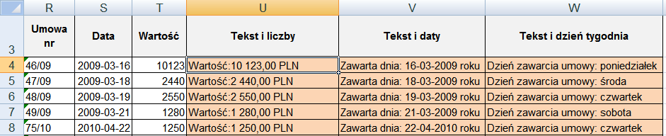 S t r o n a 6 Teksty możemy również łączyć za pomocą znaku &. Przykład ilustrują Rysunek 14 i Rysunek 15.