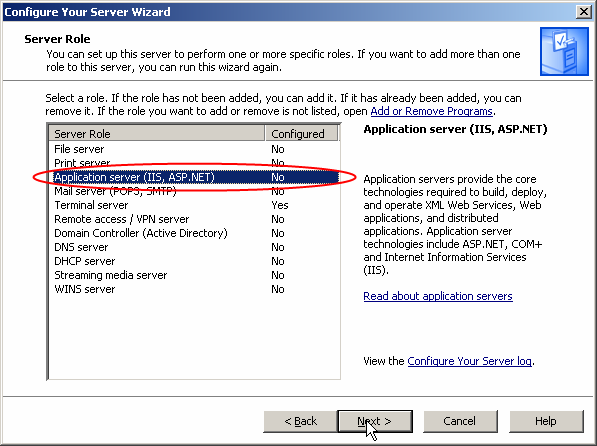 moŝna wykonać z poziomu narzędzia Manage your Server poprzez dodanie roli Application Server (IIS, ASP.