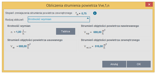 Opis obliczeń sezonowego zapotrzebowania na chłód na cele chłodzenia i wentylacji Obliczenie strumienia powietrza dla wentylacji nawiewno-wywiewnej zgodnie z normą PN- B/B-03430/AZ3:2000 STOPIEŃ