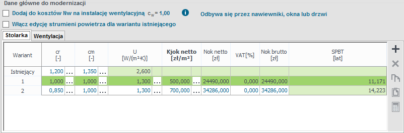 Praca z modułem Audyt Zakładka służąca do oceny opłacalności. 10.2.5.2.1 Dane główne do optymalizacji Pole do wprowadzenia danych do optymalizacji.