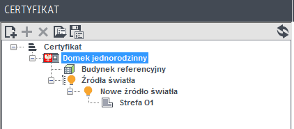 Certyfikat Legenda przycisków drzewka: -tworzenie nowej grupy/funkcji, -dodawania nowego typu źródła do grupy/funkcji, -usuwanie typu źródła z grupy/funkcji -wczytywanie gotowego szablonu drzewka