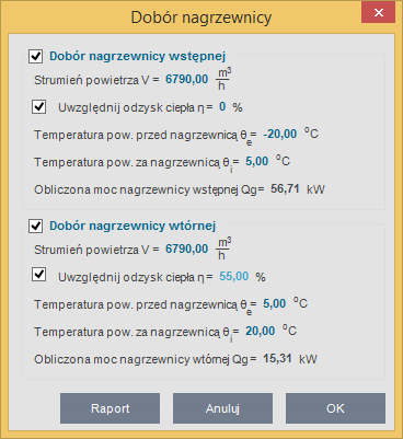 Opis obliczeń strat ciepła w pomieszczeniu SYSTEM WENTYLACJI funkcja ta przydatna jest dla osób, które chcą policzyć moc nagrzewnic, w polu Wybrane systemy wentylacji użytkownik wybiera stworzony