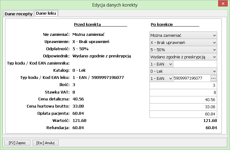 Rysunek 23. EDYCJA DANYCH DANE RECEPTY Rysunek 24.