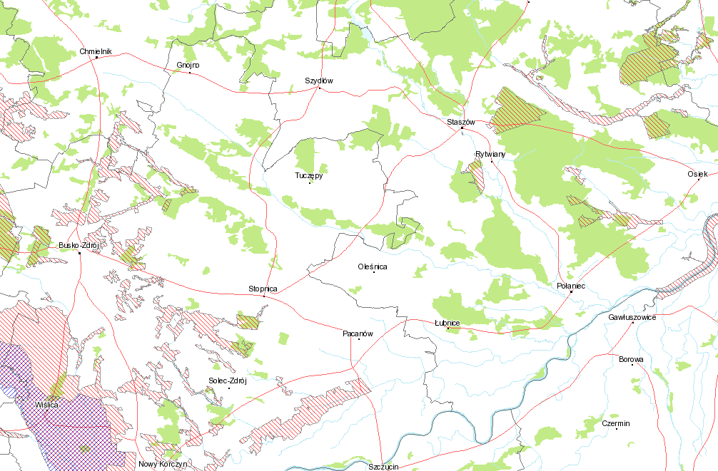 Rys. 1. Lokalizacja obszarów Natura 2000 przebiegających w okolicy Gminy Łubnice (źródło: http://natura2000.gdos.gov.pl) 3.