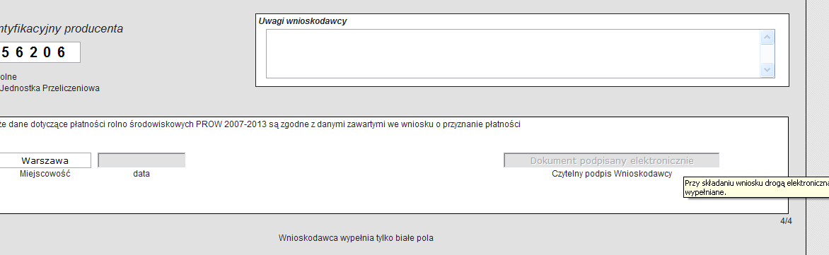 Na ostatniej stronie deklaracji należy obowiązkowo podad nazwę miejscowości (Ekran 88).