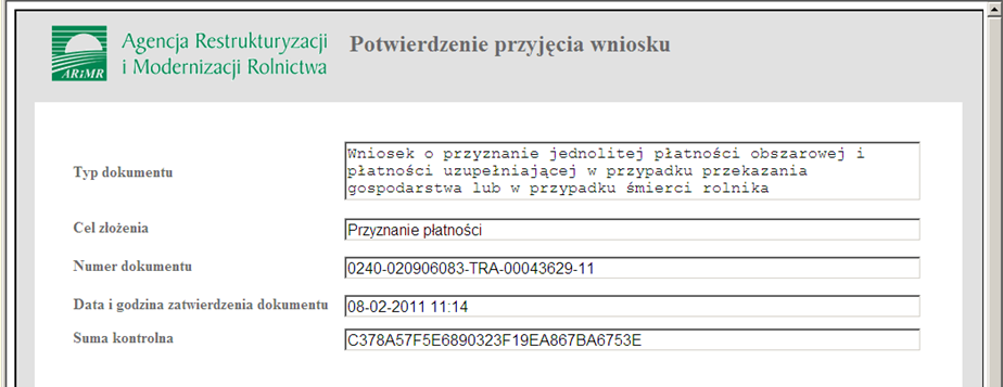 Ekran 115 informacja o przyjęciu wniosku Potwierdzenie przyjęcia wniosku dostępne będzie w przeglądzie wniosku do przeglądu i zapisu, wnioskodawca może po każdorazowym