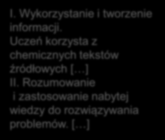 Zad. (0-4 pkt) I. Wykorzystanie i tworzenie informacji. Uczeń korzysta z chemicznych tekstów źródłowych [ ] II.