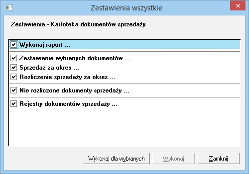 Podręcznik użytkownika Sage Symfonia Handel (Sprzedaż) 18 Wybór zestawień Jeżeli w codziennej pracy użytkownik wykorzystuje tylko niektóre zestawienia, wybieranie ich spośród innych może być