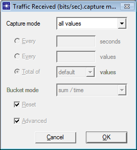 W okienku jak na ilustracji poniżej zaznaczamy Advanced i ustawiamy Capture mode na all values. Pozwoli to na uzyskanie bardziej szczegółowych informacji.