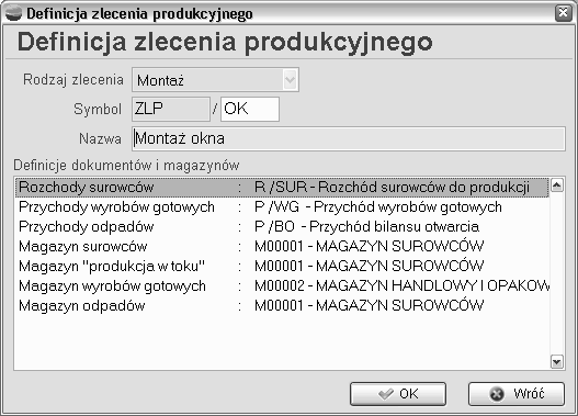 Program w procesie produkcji może obsługiwać następujące rodzaje dokumentów: rozchody surowców, przychody wyrobów gotowych, przychody odpadów oraz podczas demontażu: przychody surowców, rozchody