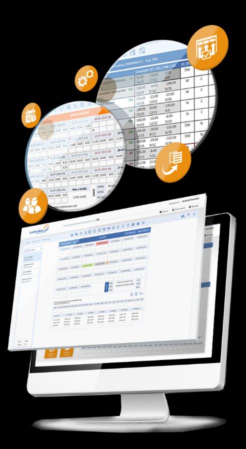 Infinite RCP umożliwia przedsiębiorstwom sprawne planowanie oraz ewidencję czasu pracy zgodnie z obowiązującymi normami Kodeksu Pracy.