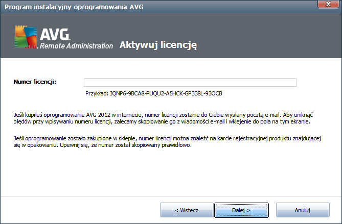 2.4. Aktywacja licencji W tym oknie dialogowym wprowadź numer