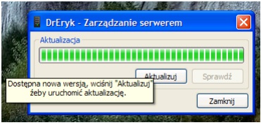 Proces aktualizacji programu Aktualizacja serwera W celu aktualizacji serwera do najnowszej wersji korzystamy z zarządzania serwerem.